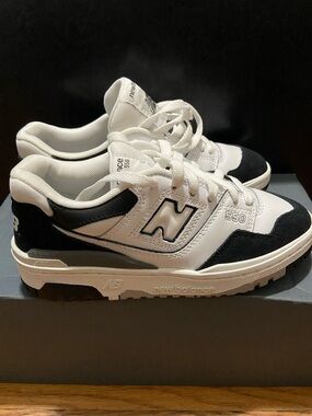 New Balance Kids 550 White and Black Sneakers